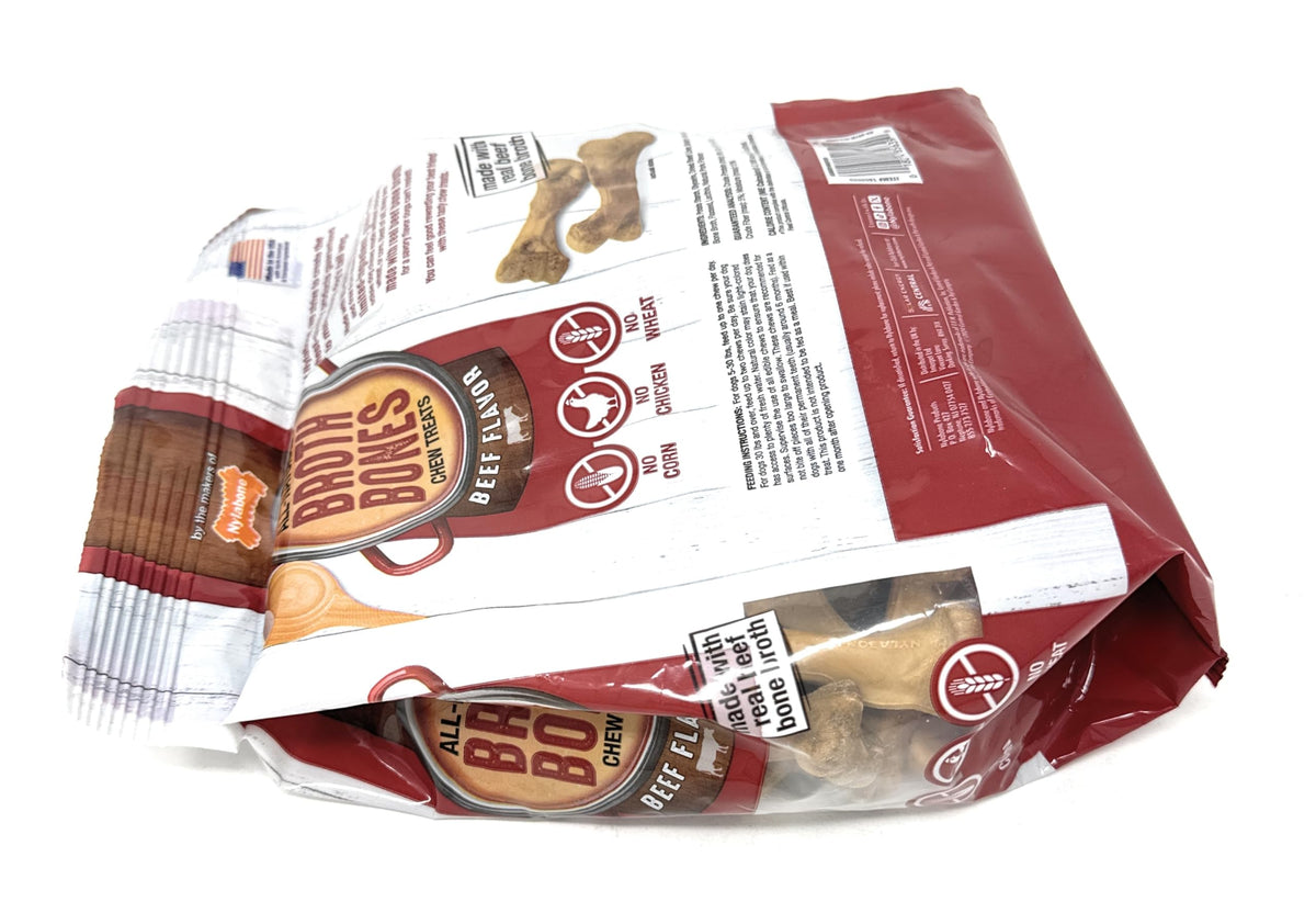 Nylabone Broth Bones Beef Dog Treats, 60 Count, 2.6 lb