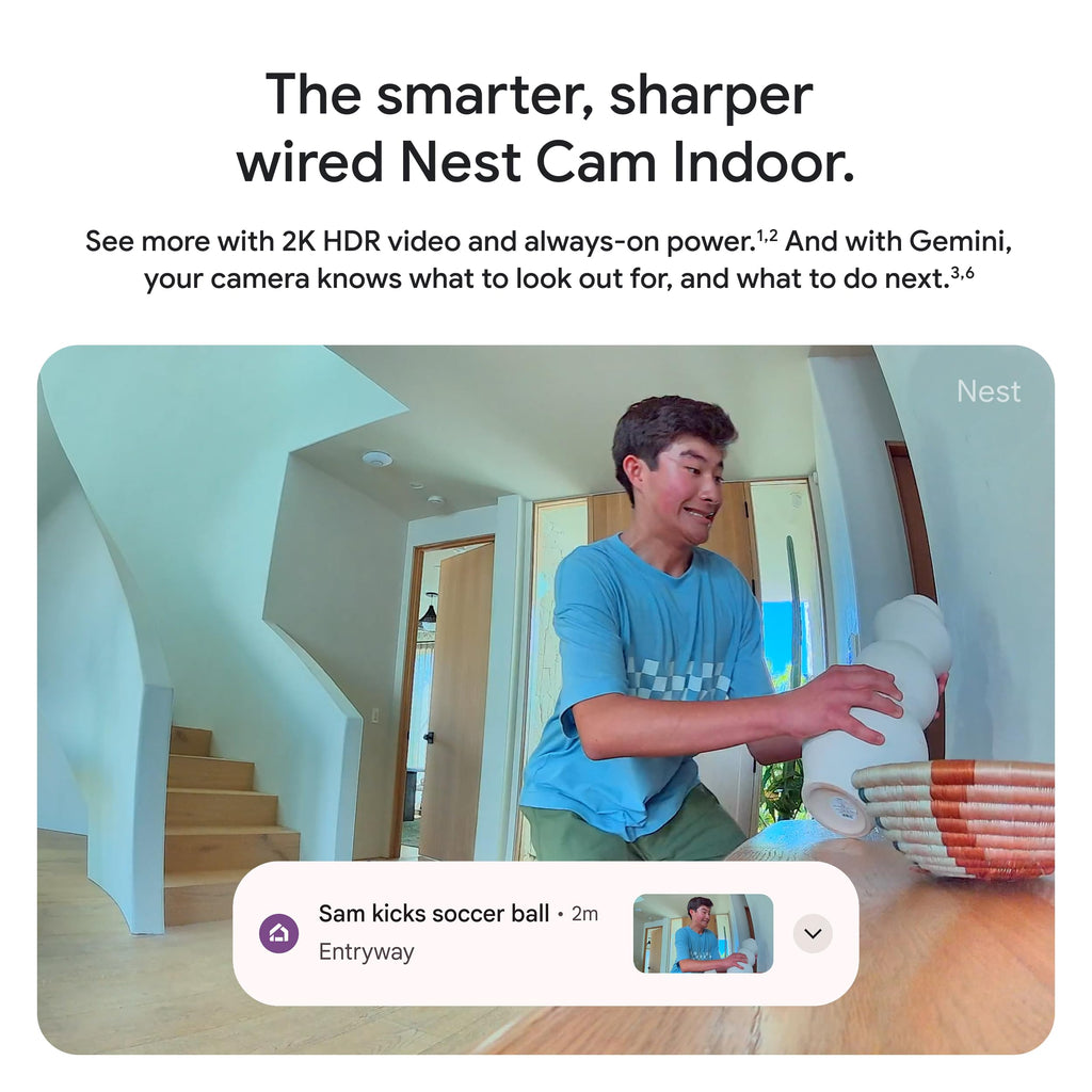 Google Nest Cam Indoor (Wired, 3rd Gen) 2K Security Camera