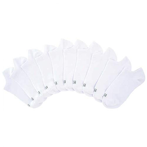 K. Bell Women's No-Show Socks, White, Shoe Size 4-10, 10-Pair