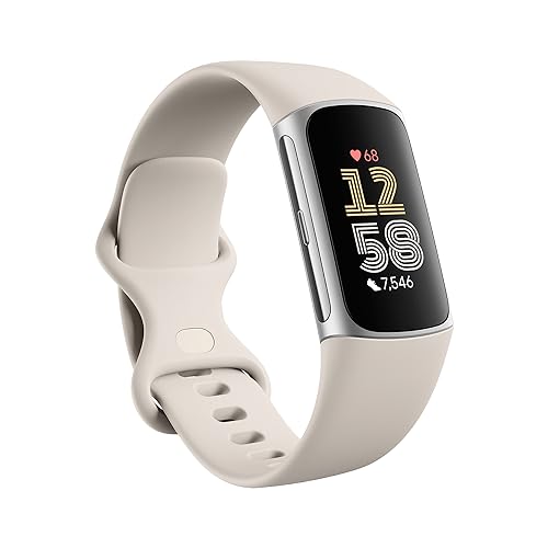 Fitbit Charge 6 Fitness Tracker, Porcelain/Silver