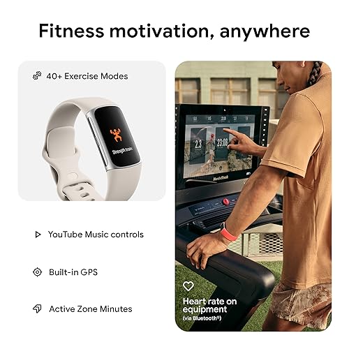 Fitbit Charge 6 Fitness Tracker, Porcelain/Silver