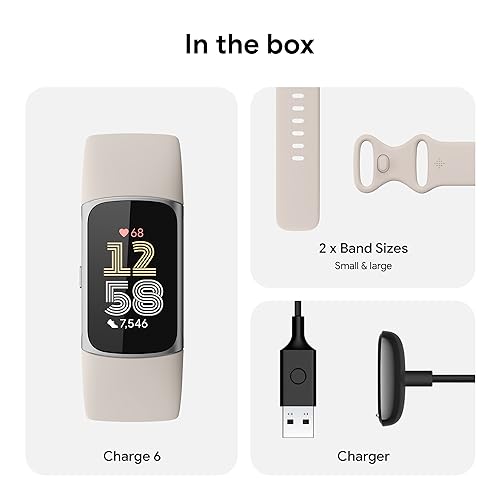 Fitbit Charge 6 Fitness Tracker, Porcelain/Silver