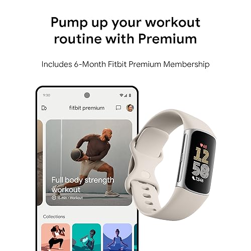 Fitbit Charge 6 Fitness Tracker, Porcelain/Silver