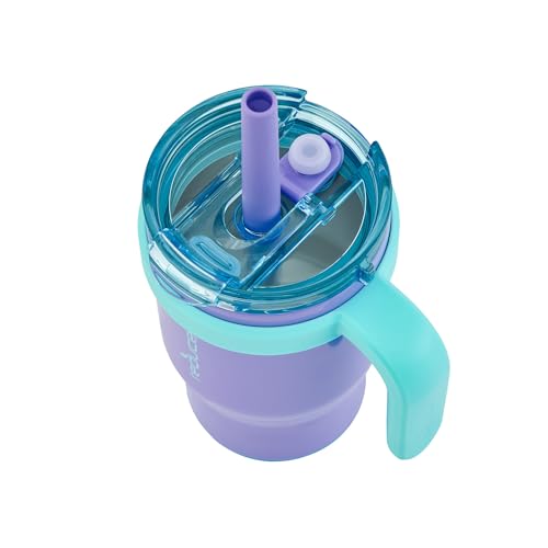 REDUCE Coldee 14 oz Kids Insulated Tumbler with Handle, 2-Pack, Purple/Teal