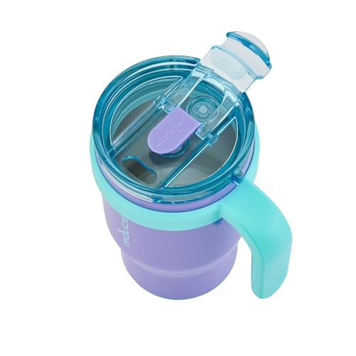 REDUCE Coldee 14 oz Kids Insulated Tumbler with Handle, 2-Pack, Purple/Teal