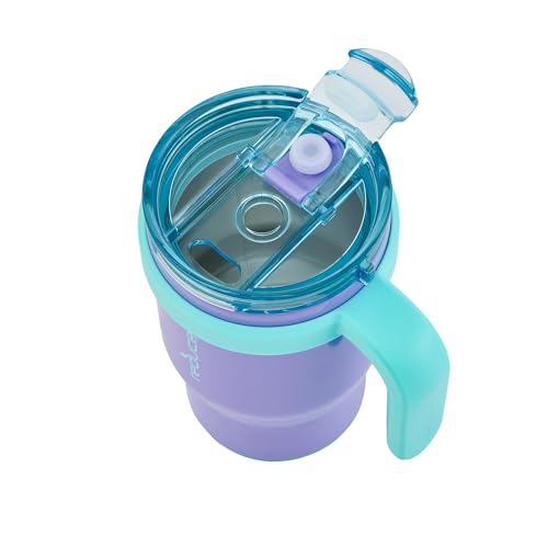 REDUCE Coldee 14 oz Kids Insulated Tumbler with Handle, 2-Pack, Purple/Teal