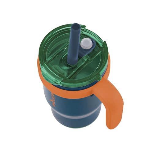 REDUCE Coldee 14 oz Kids Insulated Tumbler with Handle, 2-Pack, Grey/Navy
