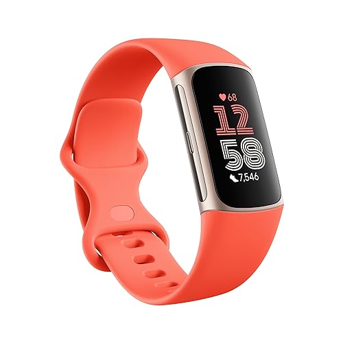 Fitbit Charge 6 Fitness Tracker, Coral/Gold