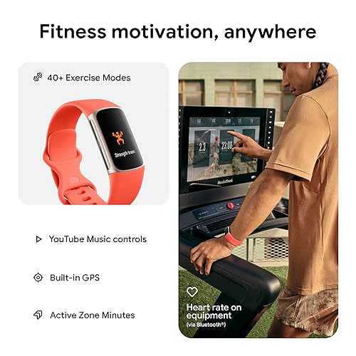 Fitbit Charge 6 Fitness Tracker, Coral/Gold