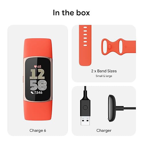 Fitbit Charge 6 Fitness Tracker, Coral/Gold