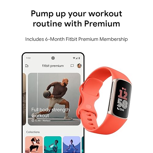 Fitbit Charge 6 Fitness Tracker, Coral/Gold