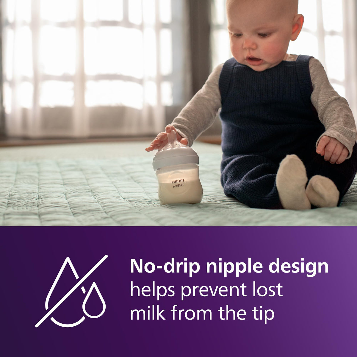 Philips Avent Natural Response Baby Bottle, 4 oz, Slow Flow, 4-Pack (SCY900/04)