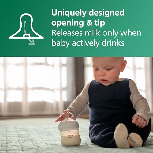 Philips Avent Natural Glass Baby Bottle, 4 oz, Slow Flow, 4-Pack (SCY910/04)