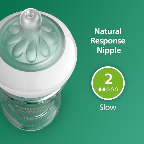 Philips Avent Natural Glass Baby Bottle, 4 oz, Slow Flow, 4-Pack (SCY910/04)