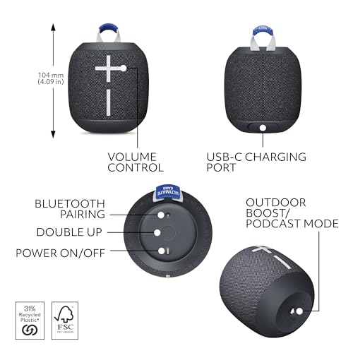Ultimate Ears WONDERBOOM 4 Portable Bluetooth Speaker, Black
