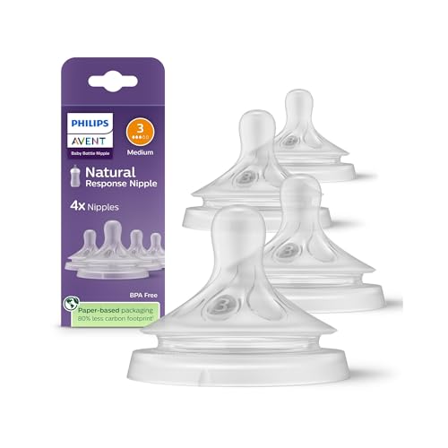 Philips Avent Natural Response Nipples, Medium Flow (Flow 3), 4-Pack (SCY963/44)