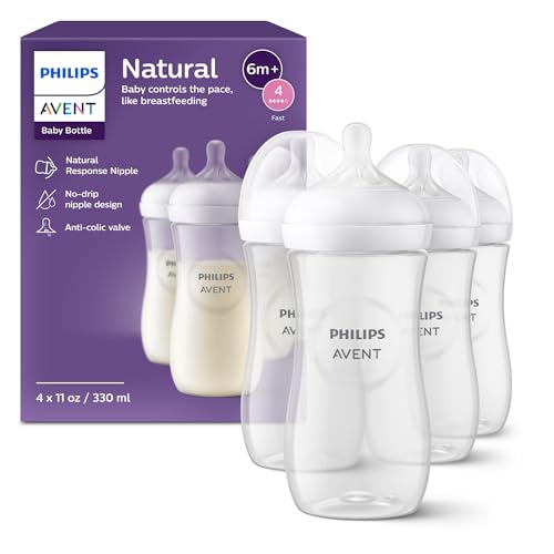 Philips Avent Natural Response Baby Bottle, 11 oz, Fast Flow, 4-Pack (SCY906/04)