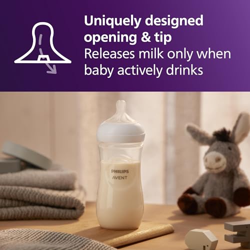Philips Avent Natural Response Baby Bottle, 11 oz, Fast Flow, 4-Pack (SCY906/04)