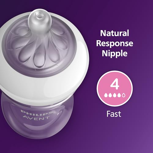 Philips Avent Natural Response Baby Bottle, 11 oz, Fast Flow, 4-Pack (SCY906/04)