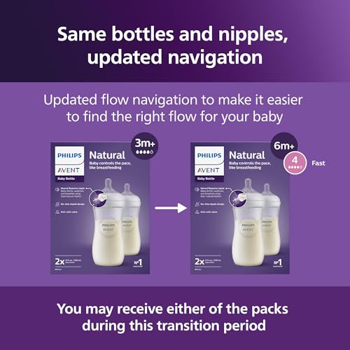 Philips Avent Natural Response Baby Bottle, 11 oz, Fast Flow, 4-Pack (SCY906/04)