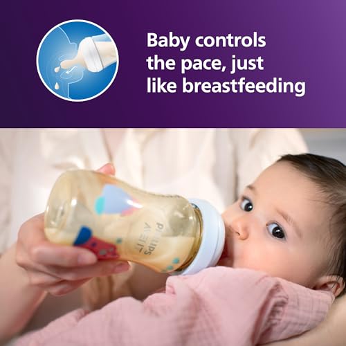 Philips Avent Natural PPSU Baby Bottle, 9 oz, Medium Flow, Decorated, 2-Pack (SCY943/02)