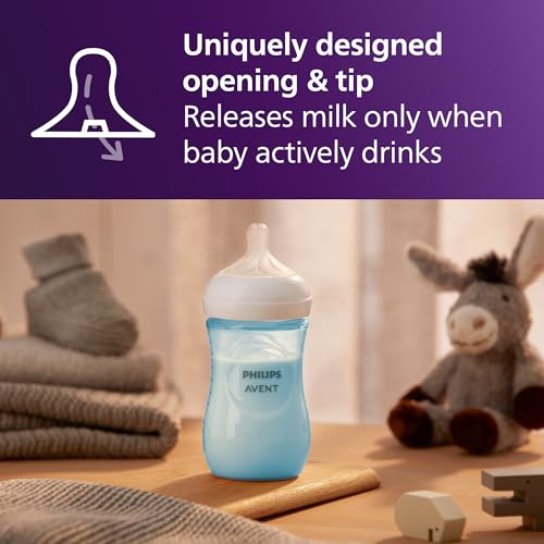 Philips Avent Natural Response Baby Bottle, 9 oz, Blue, 3-Pack (SCY903/23)