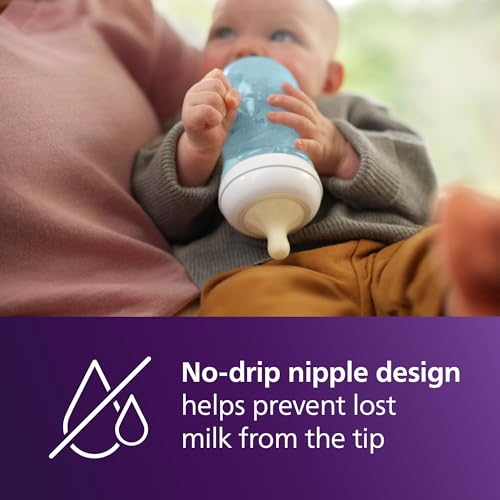 Philips Avent Natural Response Baby Bottle, 9 oz, Blue, 3-Pack (SCY903/23)