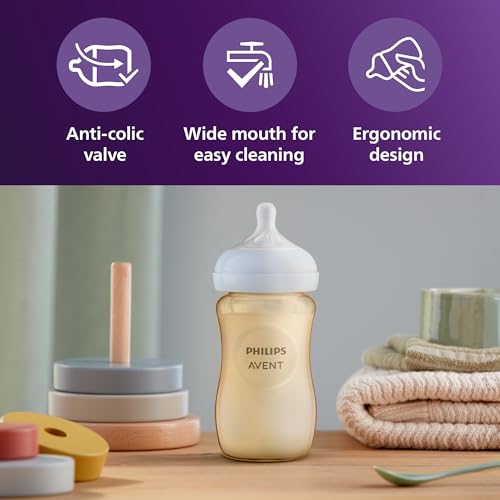 Philips Avent Natural PPSU Baby Bottle, 9 oz, Medium Flow, 2-Pack (SCY943/12)