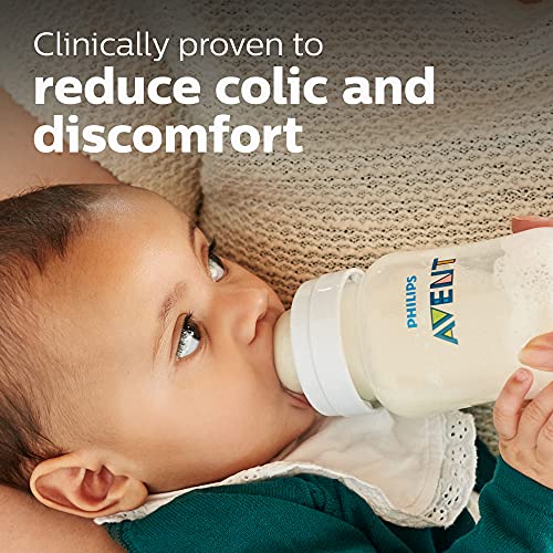 Philips Avent Anti-Colic Baby Bottle, 11 oz, Flow 3 Nipple, Clear, 4-Pack (SCY106/04)