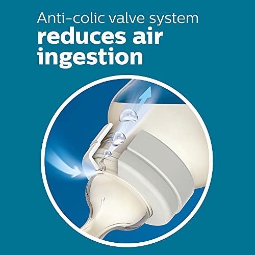 Philips Avent Anti-Colic Baby Bottle, 11 oz, Flow 3 Nipple, Clear, 4-Pack (SCY106/04)