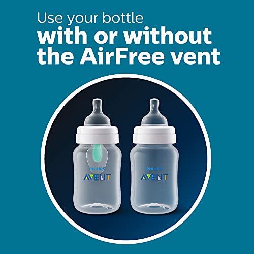 Philips Avent Anti-Colic Baby Bottle, 11 oz, Flow 3 Nipple, Clear, 4-Pack (SCY106/04)
