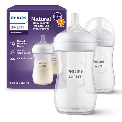 Philips Avent Natural Response Baby Bottle, 9 oz, Medium Flow, 2-Pack (SCY903/02)