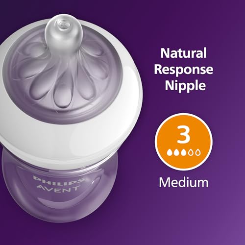 Philips Avent Natural Response Baby Bottle, 9 oz, Medium Flow, 2-Pack (SCY903/02)