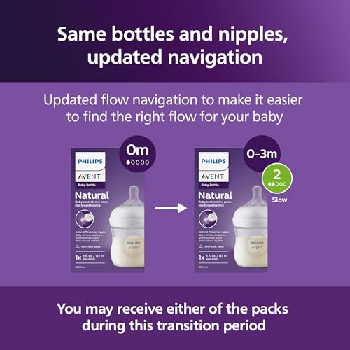 Philips Avent Natural Response Baby Bottle, 4 oz, Slow Flow, Pink, 4-Pack (SCY900/14)