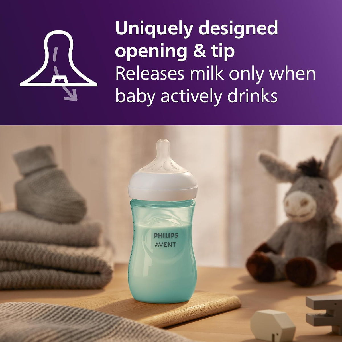Philips Avent Natural Response Baby Bottle, 9 oz, Medium Flow, 4-Pack (SCY903/44)