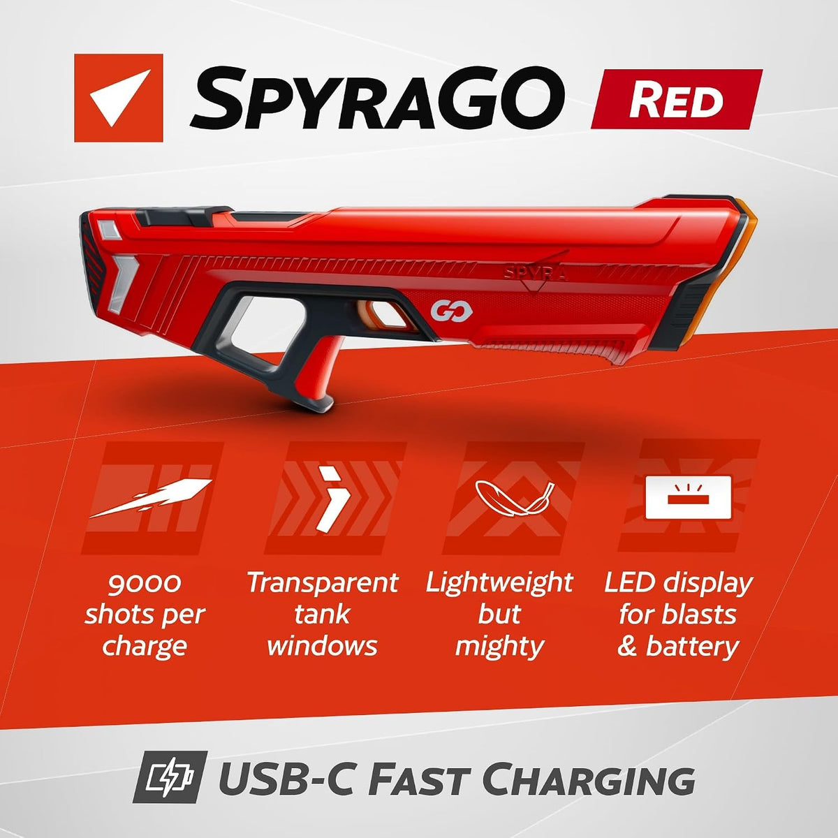 SpyraGO Electric Water Blaster, Red