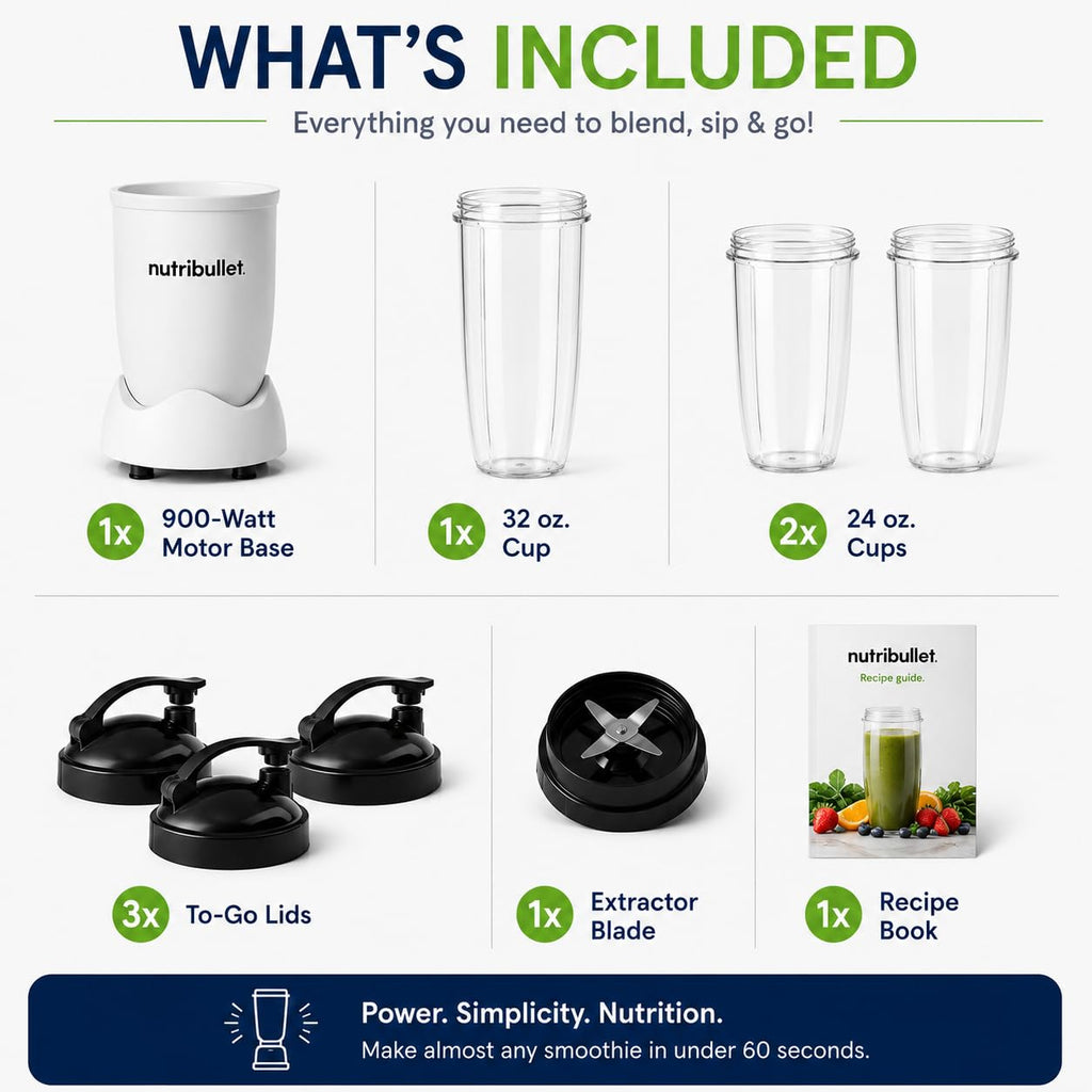 NutriBullet Pro 900 Personal Blender, White