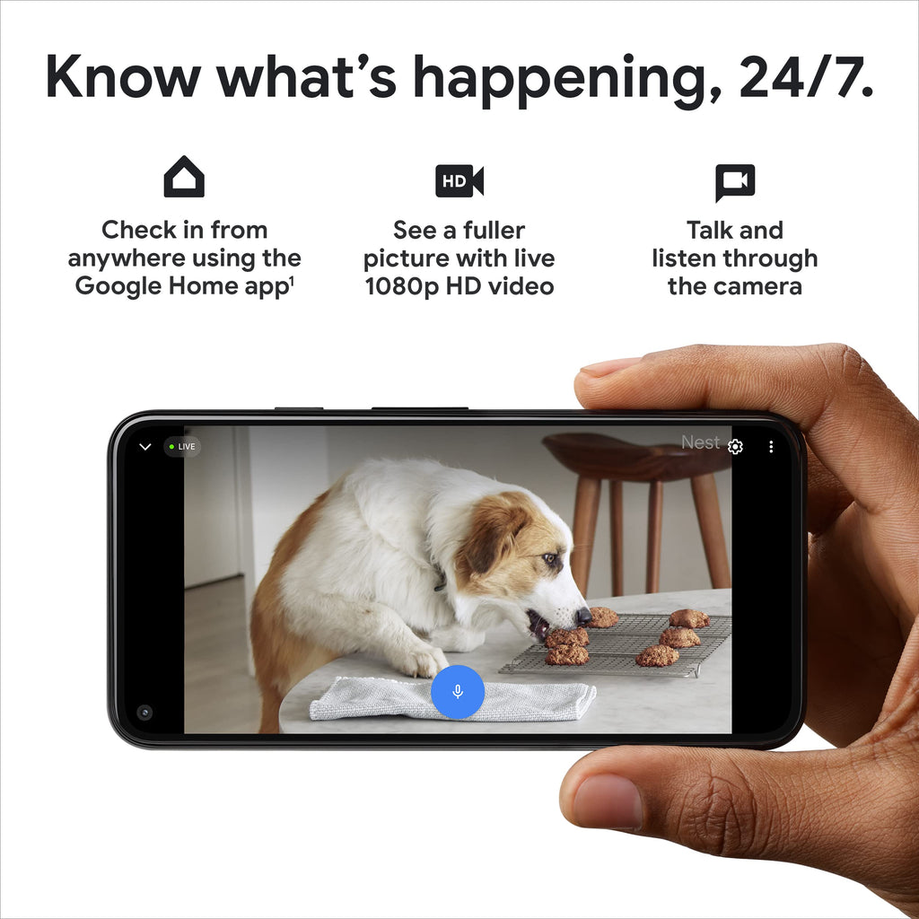 Google Nest Cam Indoor Wired Security Camera (2nd Gen), Fog