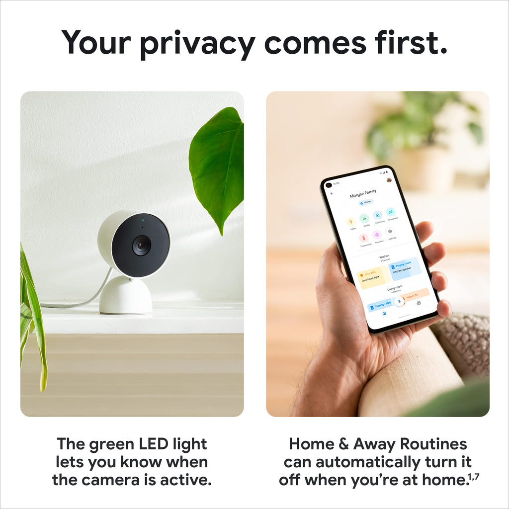 Google Nest Cam Indoor Wired Security Camera (2nd Gen), Fog