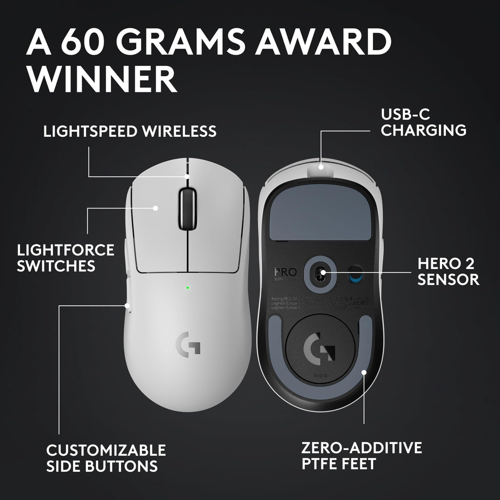 Logitech G Pro X Superlight 2 Wireless Gaming Mouse, White