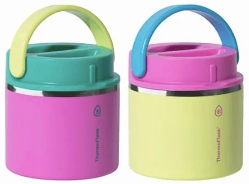 ThermoFlask 20 oz Insulated Food Jar, 2-Pack, Yellow/Pink