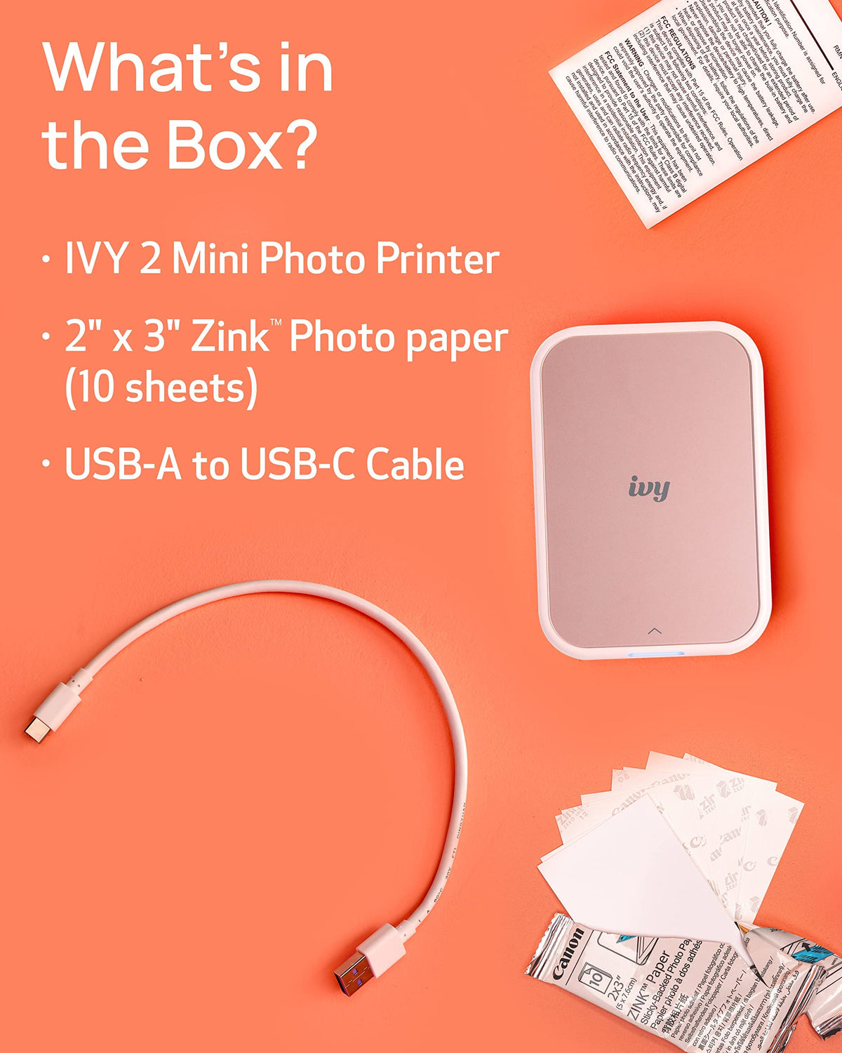 Canon IVY 2 Mini Photo Printer, Blush Pink