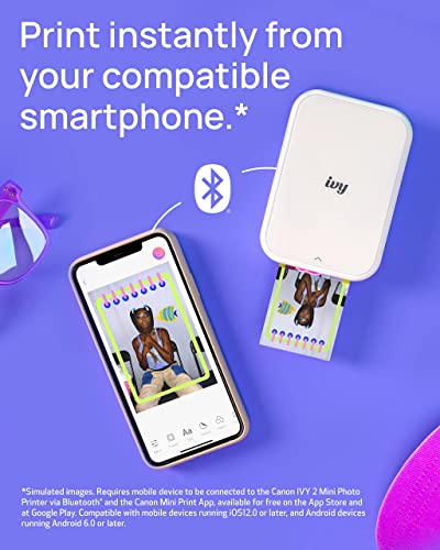 Canon IVY 2 Mini Photo Printer, Pure White