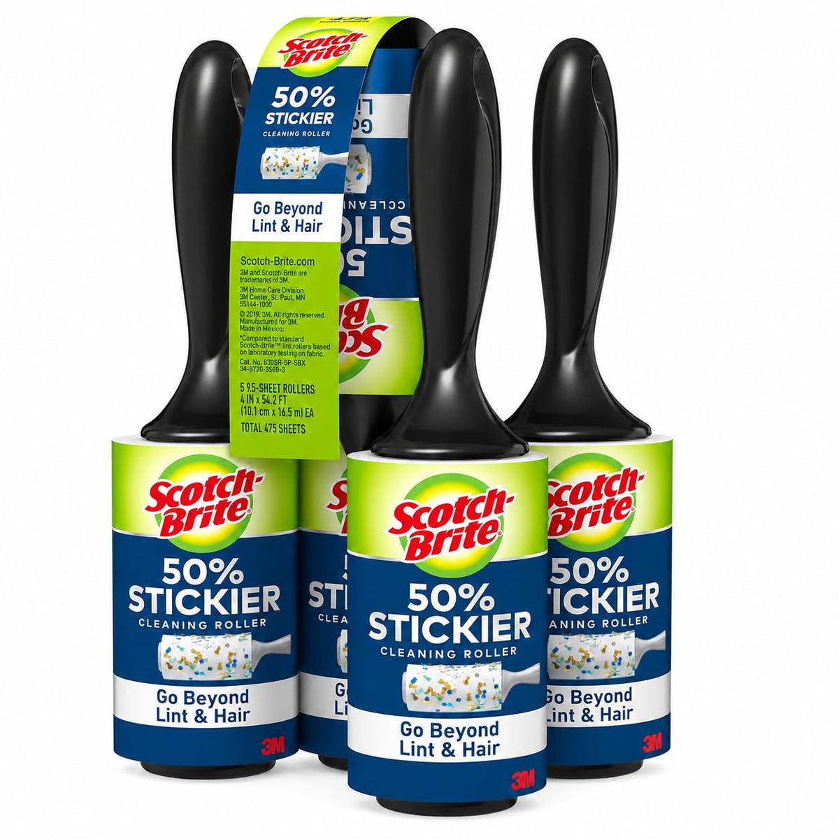 Scotch-Brite Lint Rollers, 95 Sheets per Roll, 5-Pack