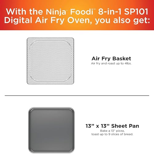 Ninja SP101 Digital Air Fry Countertop Oven, 8-in-1, Flip-Up Storage