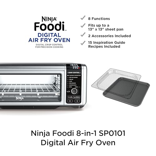 Ninja SP101 Digital Air Fry Countertop Oven, 8-in-1, Flip-Up Storage