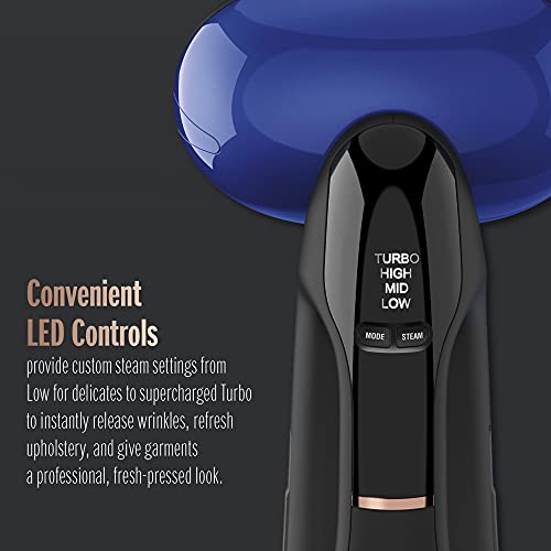 Conair Turbo ExtremeSteam 2-in-1 Handheld Steamer and Iron, 1875W, Black/Blue
