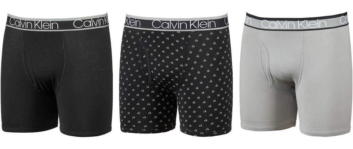 Calvin Klein Men's Cotton Stretch Boxer Briefs, 3-Pack, Black/Mini Logo/Grey, Large