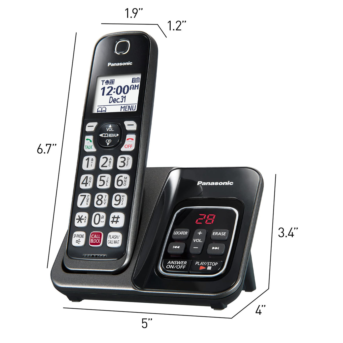 Panasonic KX-TGD832M Cordless Phone with Answering Machine, 2 Handsets