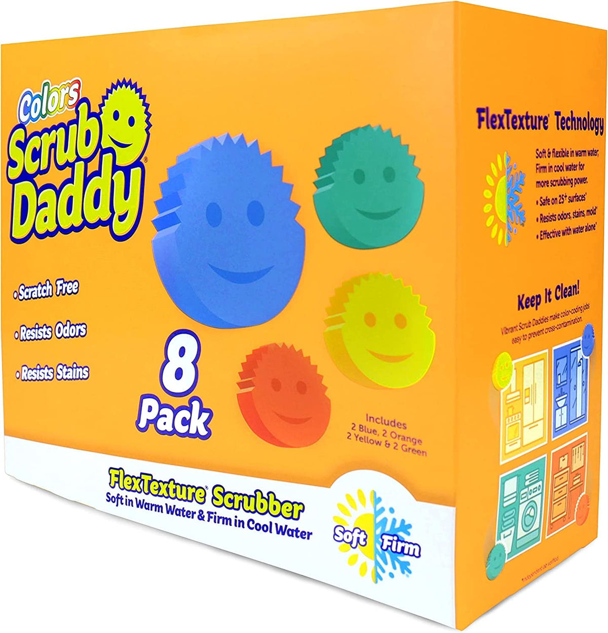 Scrub Daddy Colors Sponges, 8-Count Variety Pack